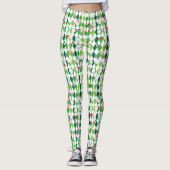 Golf Green White Raute Muster Leggings (Vorderseite)