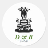 Golf Grooms Wedding Runder Aufkleber (Vorderseite)