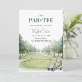 Golf Grün Baby Shower Par-Tee Einladung (Stehend Vorderseite)