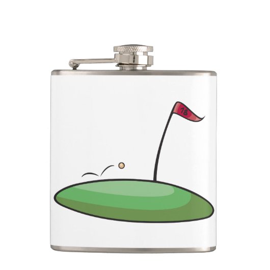 Golf Grün Loch zum Putten mit Flagge 18 Flachmann (Vorderseite)