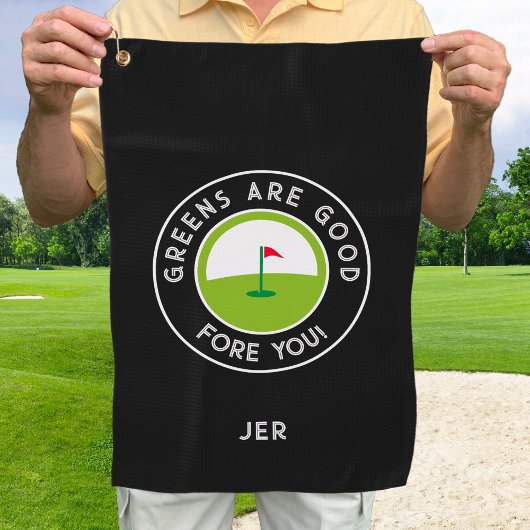 Golf Grüntöne Fore Golfer Spaß Funny Black Monogra Golfhandtuch