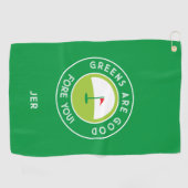 Golf Grüntöne Fore Golfer Spaß Funny Green Monogra Golfhandtuch (Horizontal)