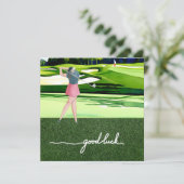 Golf Gruß Golf Ball viel Glück für Dame Golfer (Stehend Vorderseite)