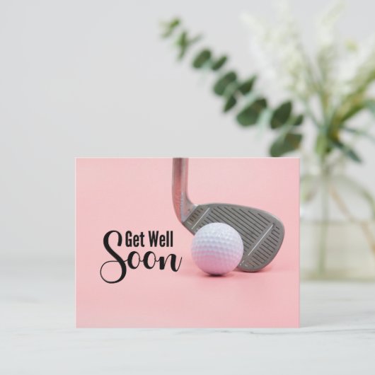 Golf Gut bald für die Frau Golfer pink Thema Postkarte (Stehend Vorderseite)