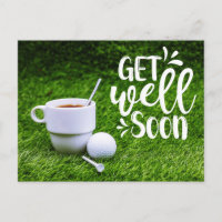 Golf Gute Besserung mit Tasse Kaffee und Ball