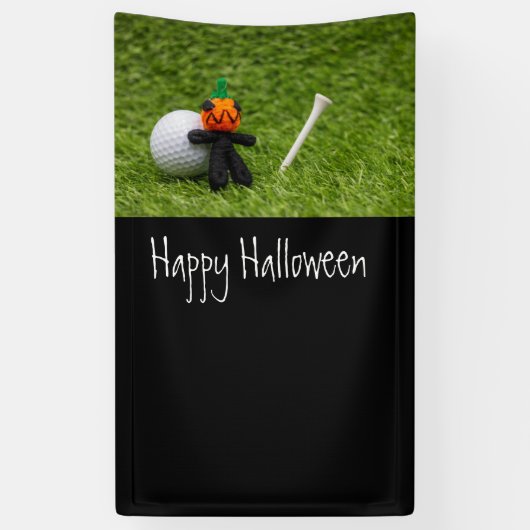 Golf Halloween mit Golfball und Kürbisgespenst Banner (Vertikal)