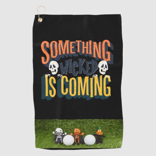 Golf Halloween mit Monster und Golf Golf Tower Golfhandtuch (Vorderseite)