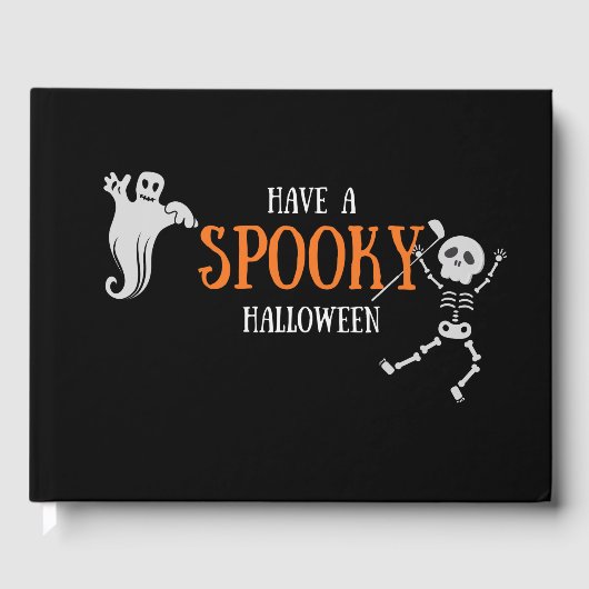 Golf Halloween mit Skeleton Golfer SpornGolf Gästebuch (Vorderseite)