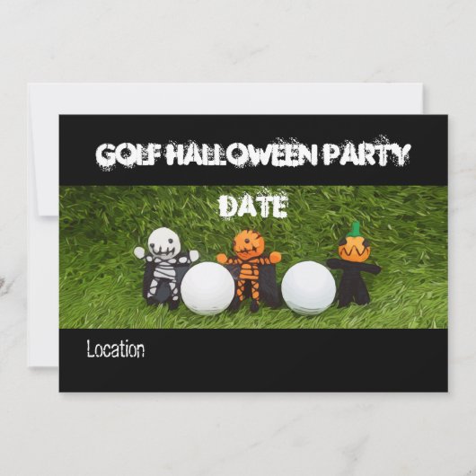 Golf Halloween-Party Einladung mit Monster (Vorderseite)
