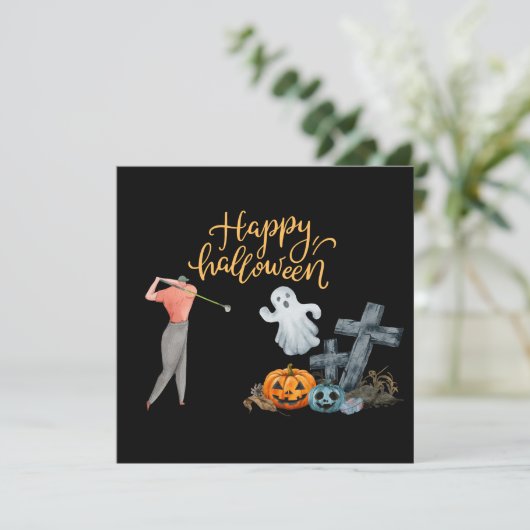 Golf Halloween Tag für Golfer Postkarte (Stehend Vorderseite)
