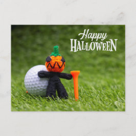 Golf Halloween Tag mit Golfkuchenkürbis Geist   Postkarte
