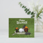 Golf Halloween Tag mit Golftürbis-Geist Postkarte (Stehend Vorderseite)