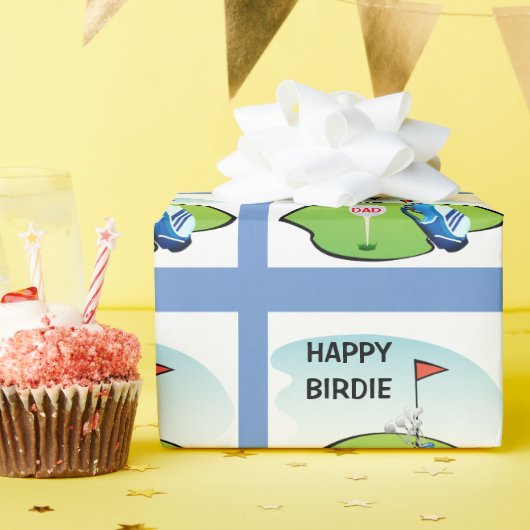 Golf Happy Birdie Cartoon Party / Glossy Geschenkpapier (Geburtstagsparty)