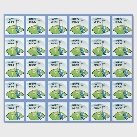 Golf Happy Birdie Cartoon Party / Glossy Geschenkpapier (Flach)