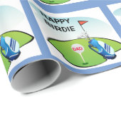 Golf Happy Birdie Cartoon Party / Glossy Geschenkpapier (Rolleneckpunkt)