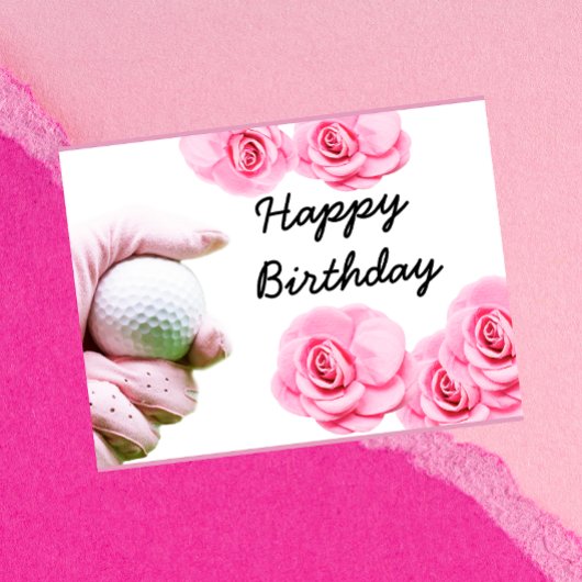 Golf Happy Birthday Card Hand hält Golfball Postkarte