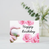 Golf Happy Birthday Card Hand hält Golfball Postkarte (Stehend Vorderseite)