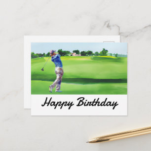 Golf Happy Birthday Golfer Golfing Postkarte