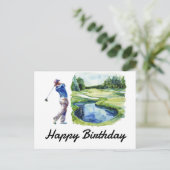 Golf Happy Birthday Golfer Golfing Postkarte (Stehend Vorderseite)