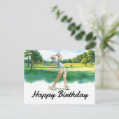 Golf Happy Birthday Golfer Golfing Postkarte (Stehend Vorderseite)
