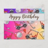 Golf Happy Birthday mit Golf Ball Fahne und Warenk Postkarte (Vorderseite)