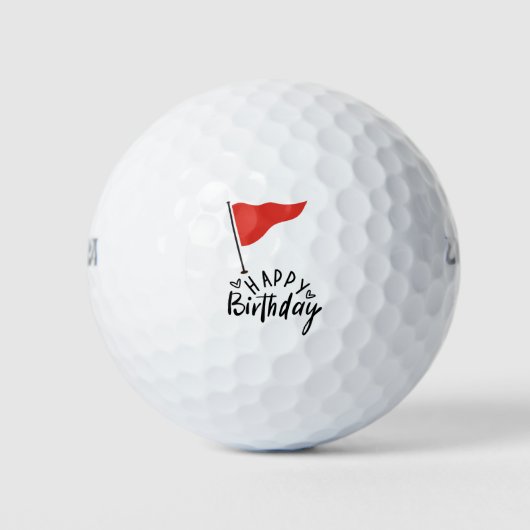 Golf Happy Birthday mit Golf Fahne Golf Balls Golfball (Vorderseite)