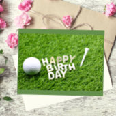 Golf Happy Birthday mit Golfball und Abschlag Postkarte