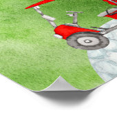 Golf Happy Birthday mit Golfwagen Aquarell Poster (Ecke)