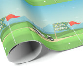 Golf Happy Birthday mit Golfwagen Geschenkpapier (Rolleneckpunkt)