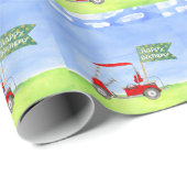 Golf Happy Birthday mit Golfwagen Packpapier (Rolleneckpunkt)