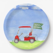 Golf Happy Birthday mit Golfwagen Packpapier