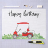 Golf Happy Birthday mit Golfwagen Wrapping Pape Seidenpapier (Handwerk)