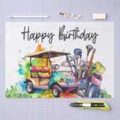 Golf Happy Birthday mit Golfwagen Wrapping Pape Seidenpapier (Handwerk)