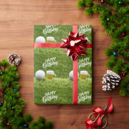 Golf Happy Birthday to Golfer mit Glas Bier Geschenkpapier
