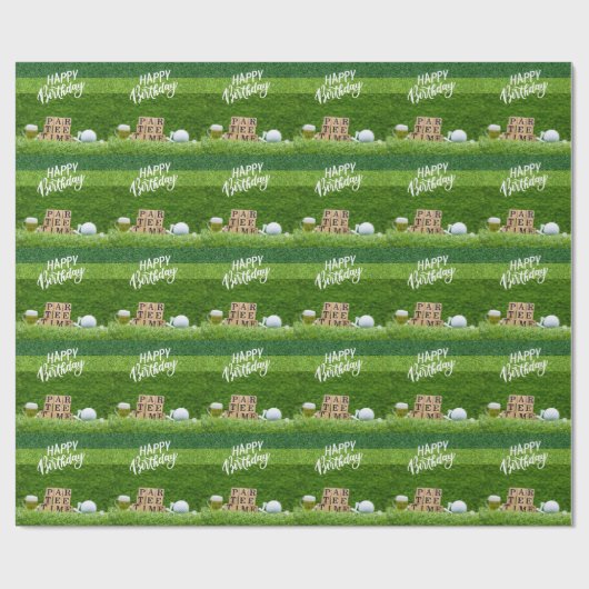 Golf Happy Birthday to Golfer mit Glas Bier Geschenkpapier (Flach)