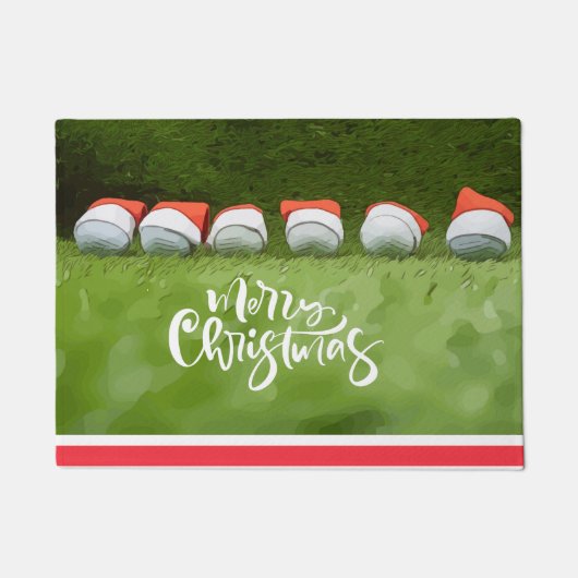 Golf Happy Christmas Holiday mit Weihnachtsmannmüt Fußmatte (Vorderseite)