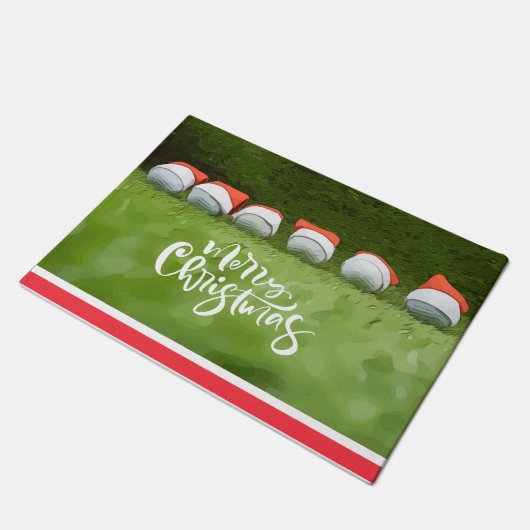 Golf Happy Christmas Holiday mit Weihnachtsmannmüt Fußmatte (Schrägansicht)