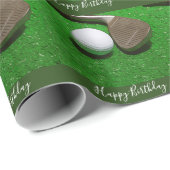 Golf Happy Geburtstag mit Golfball und Sandkeil Geschenkpapier (Rolleneckpunkt)