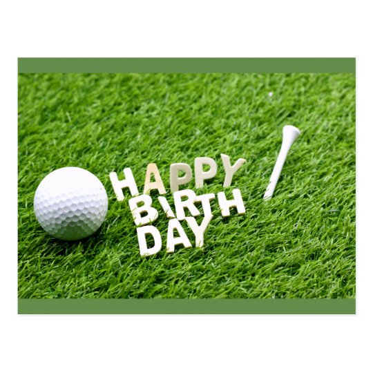 Golf Happy Geburtstag mit Golfball und Tee Postkarte Zazzle.de