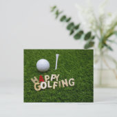 Golf Happy Golf Ball und Tee auf Grün Postkarte (Stehend Vorderseite)