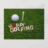 Golf Happy Golf Ball und Tee auf Grün Postkarte (Vorderseite)