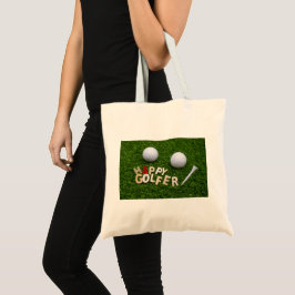 Golf Happy Golfer mit Golfball auf Grün Tragetasche