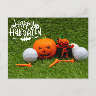 Golf Happy Halloween mit Pumpkin und Golf Ball Postkarte