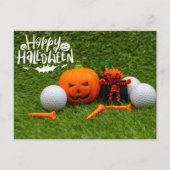 Golf Happy Halloween mit Pumpkin und Golf Ball Postkarte (Vorderseite)