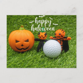 Golf Happy Halloween mit Pumpkin und Golf Ball Postkarte
