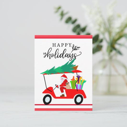 Golf Happy Holiday mit Weihnachten Postkarte (Stehend Vorderseite)