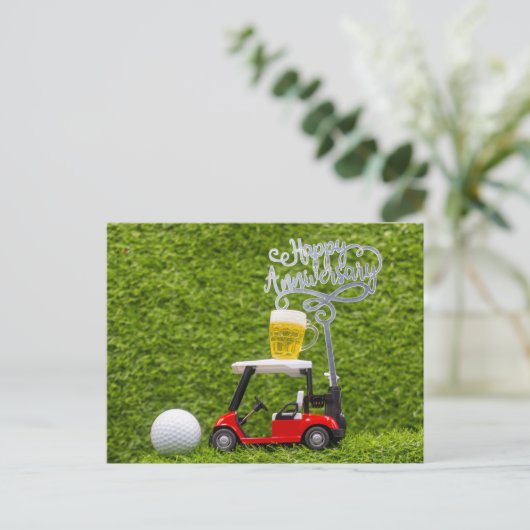 Golf Happy Jubiläum zum Golfer Postkarte (Stehend Vorderseite)