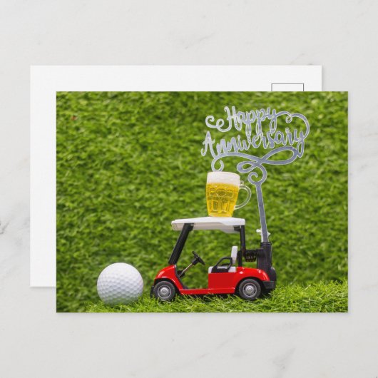 Golf Happy Jubiläum zum Golfer Postkarte (Vorne/Hinten)