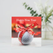 Golf Happy New Year mit Ball und Red-Glücksband (Stehend Vorderseite)