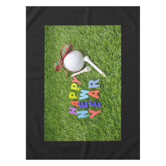 Golf Happy New Year mit Golf Ball on Green Tischdecke (Vorderseite)